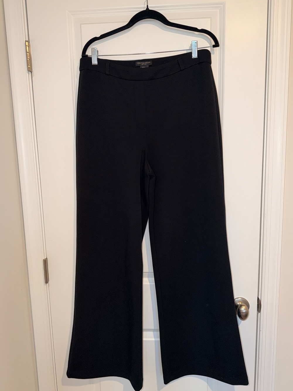 Christian Siriano Black Wide-Leg Ponte Knit Wide Leg Dress Pants Black